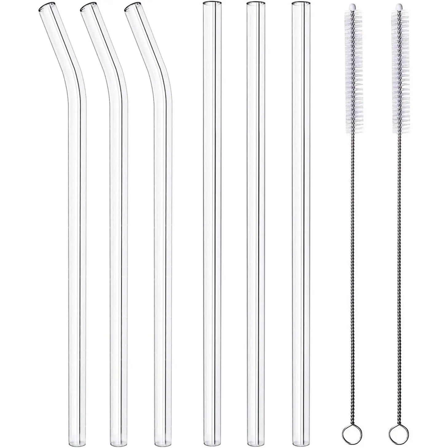 Glass Straws, 8.4" x 8 mm Clear Drinking Straws for Milkshakes, Frozen Drinks, Smoothies, Bubble . (8.4" x 8 mm)
