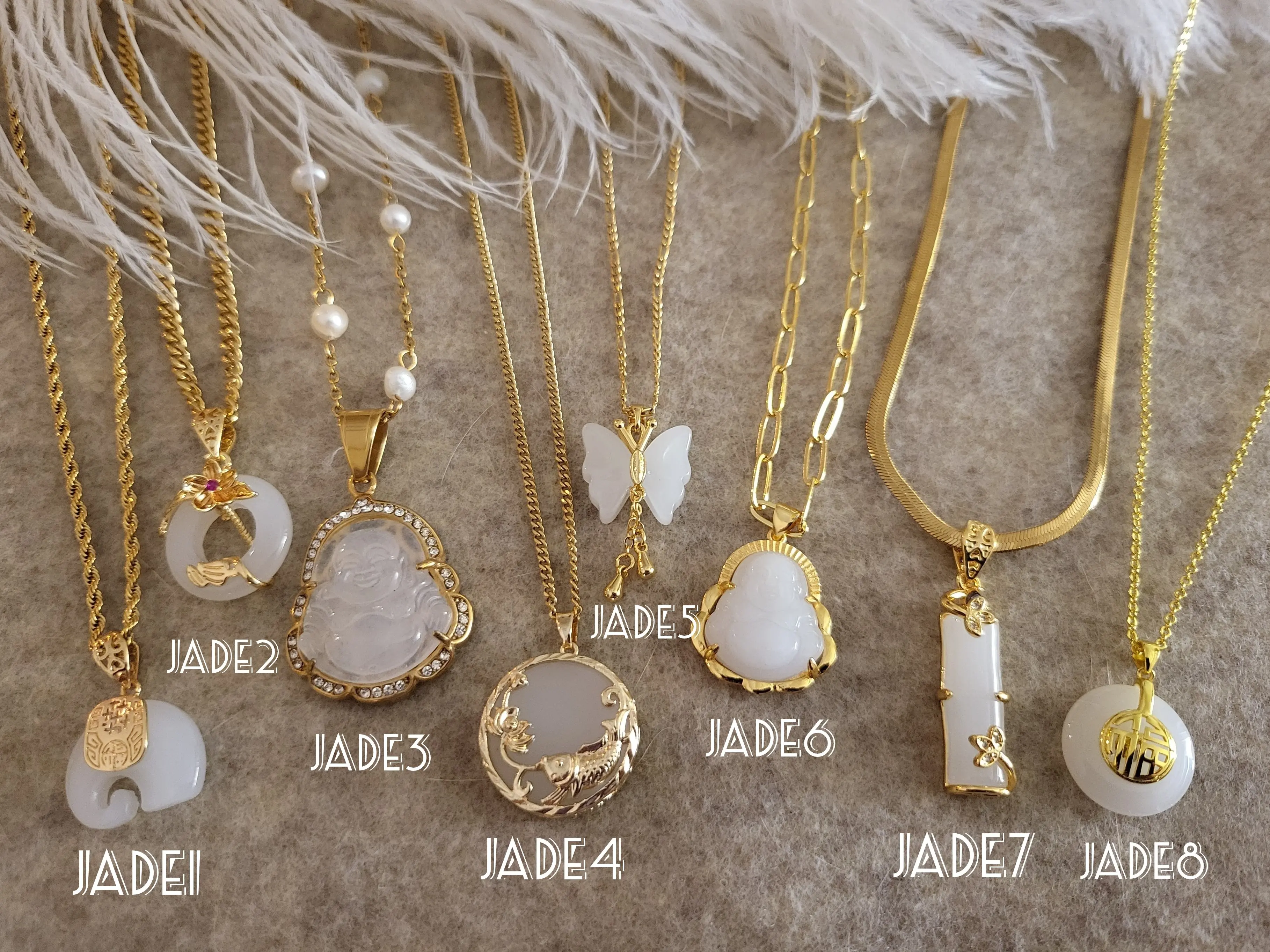 Stainless Steel PVD White Stone  Necklace - Customizable  Chain Option