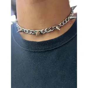 Punk Style Studded Decor Choker, Fashion Stainless Steel Choker Necklace, Trendy All-match Jewelry for Party & Daily Wear, Exquisite Birthday Gift