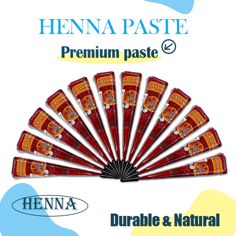 Henna Gel Cones|Plant Based Temporary Tattoos PPD FREE|Black Stain Color Lavender Makeup Organic