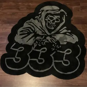 Abstract Skull Bedroom Rug, Non-Slip Soft Floor Mat, Decorative Area Carpet for Living Room, Unique Design, Halloween Gift Idea, Home Decor Rugs