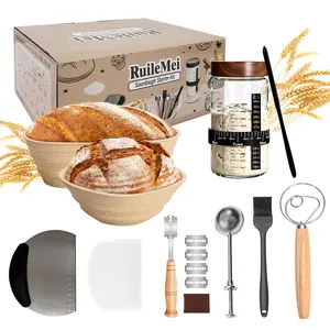 Sourdough Kit, 40oz Sourdough Starter Kit, 2 Silicone Banneton 9 Bread Proofing Baskets,Complete Sourdough Bread Baking Supplies for Beginners,sourdough bread baking supplies