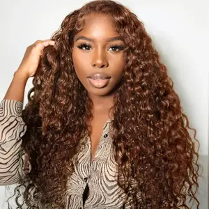 Arabella Human Hair 13x6 No Glue Frontal Lace Wig Water Wave Natural Black/Chocolate Brown 4#