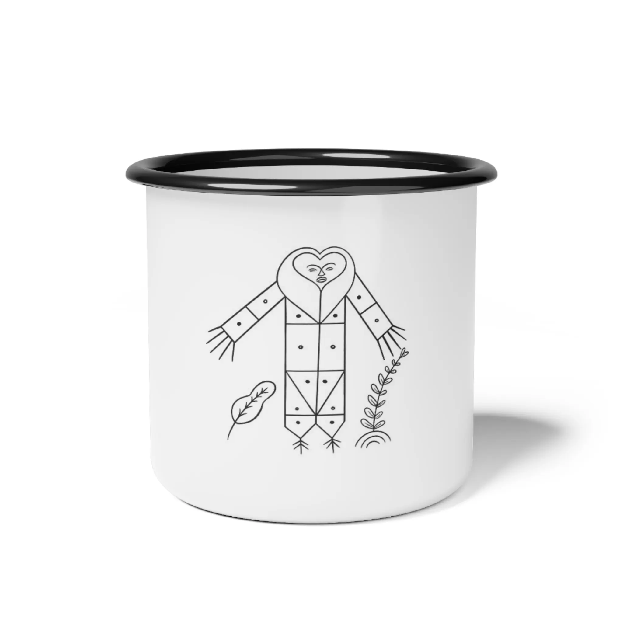 Vèvè Grand Bois Enamel Camp Cup with Artistic Nature Design, Camping Mug, Outdoor Gift, Hiking Accessory, Travel Cup, Unique Drinkware