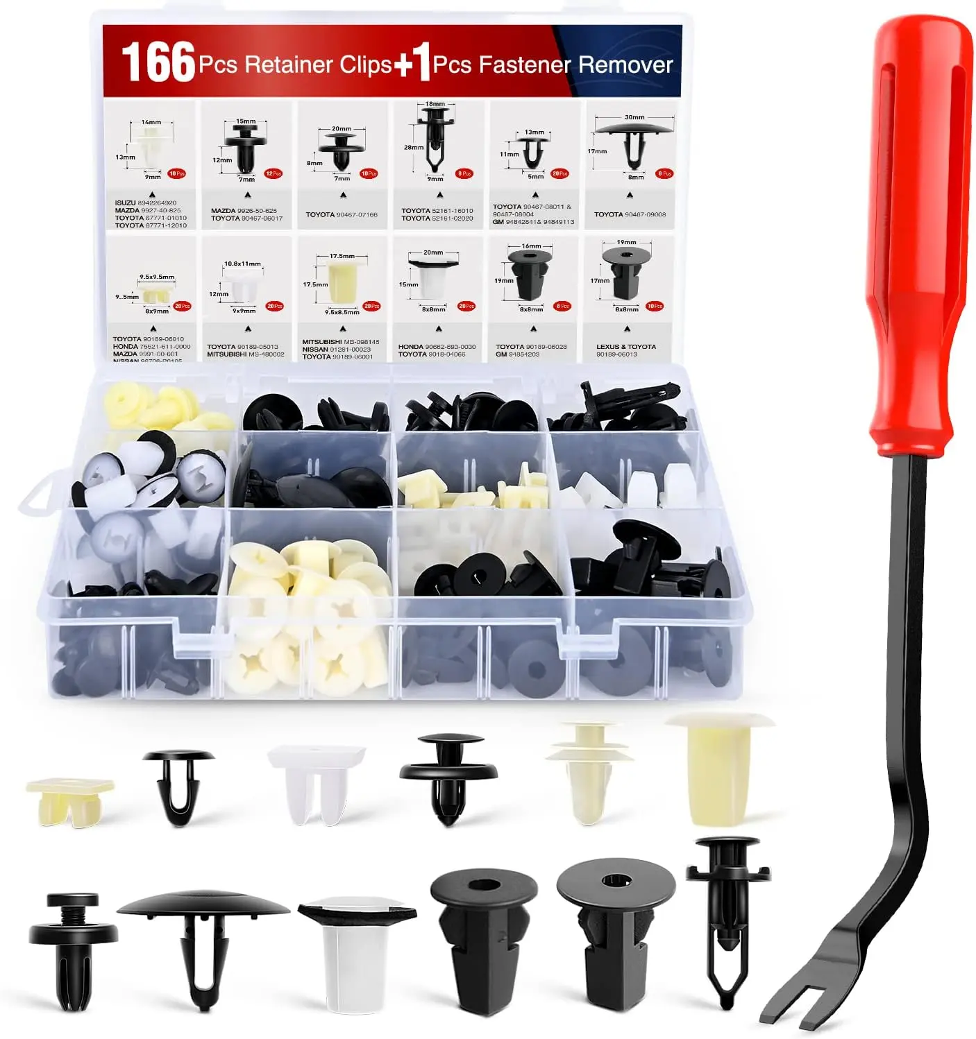 Nilight 166 Pcs Car Retainer Clips &Screw Grommets - 12 Most Popular Sizes & Applications for GM Toyota Honda Nissan Mazda - with Fastener Remover Vehicle Replacement Automotive Accessories  dealsforyoudays, Car Accessory, Car Interior Kit