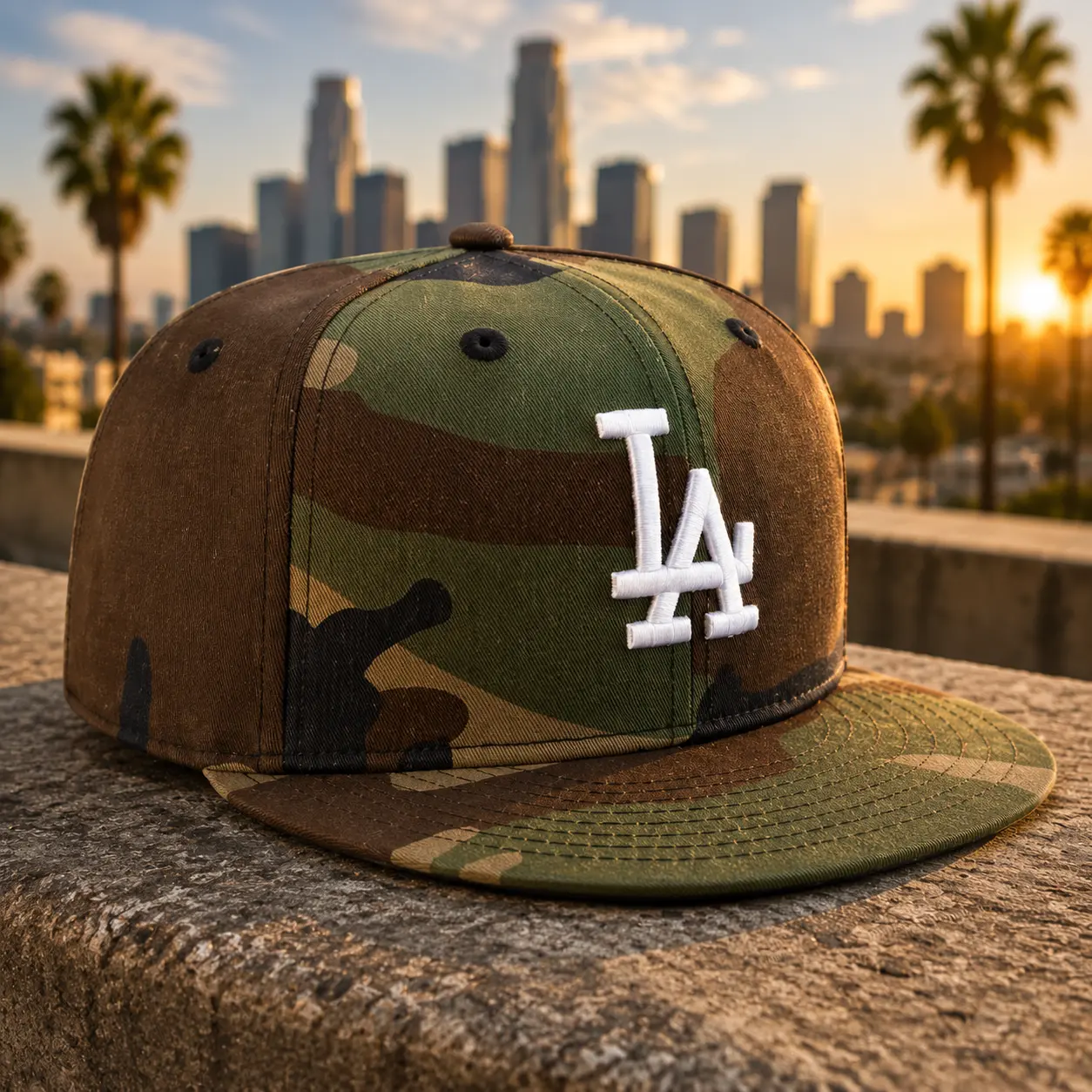 New Era Los Angeles Style Green Camo 9FIFTY Snapback Hat – Classic Flat Brim Baseball Cap