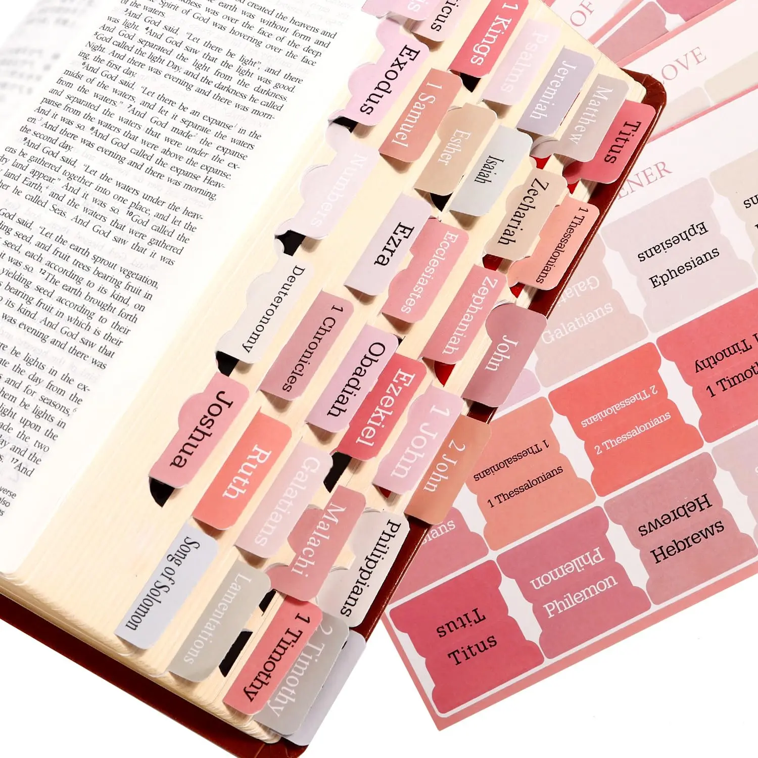 Women's Pink Bible Tabs for Study - 90 Customizable Tags for Efficient Scripture Locating & Smart Organization - Ideal for Devotionals & Bible Reading