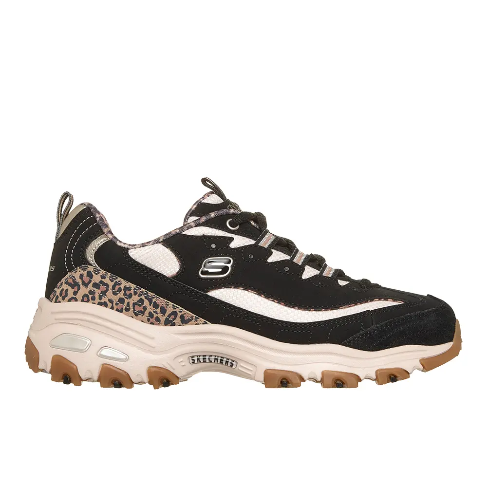 Skechers Womens D'lites Wild Charm Lace Up Sneakers Shoes Casual - Black Skechers Womens D'lites Wild Charm Lace Up Sneakers Shoes Casual - Black