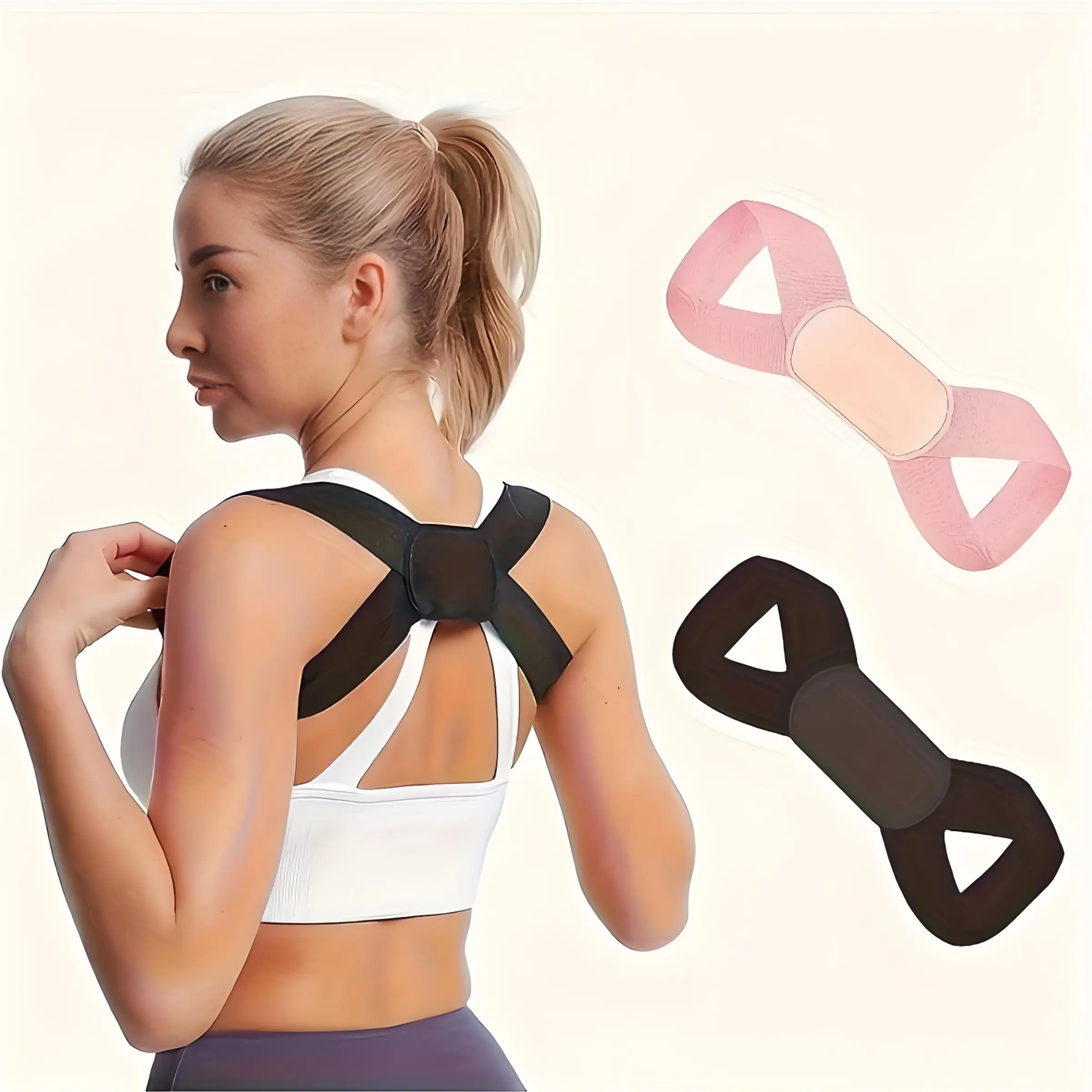Adjustable Posture Corrector for Women & Men, Invisible Posture Improvement Strap, Adjustable Back Straightener, Back & Shoulder Support, Body Shaping, Solid Color Poly