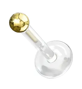 16G 14kt Gold Ball Top Bioflex Flat Back Labret Post