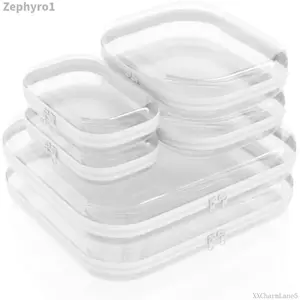 6 Pack Clear Hard Shell Zipper Case (2 Small, 2 Medium, 2 Large), See-Through Hard Plastic Organizer Pouches with Zipper for Travel, Toiletries, Makeup, Electronics & Pencils - Crush-Resistant StorageZephyroXXCharmLane5