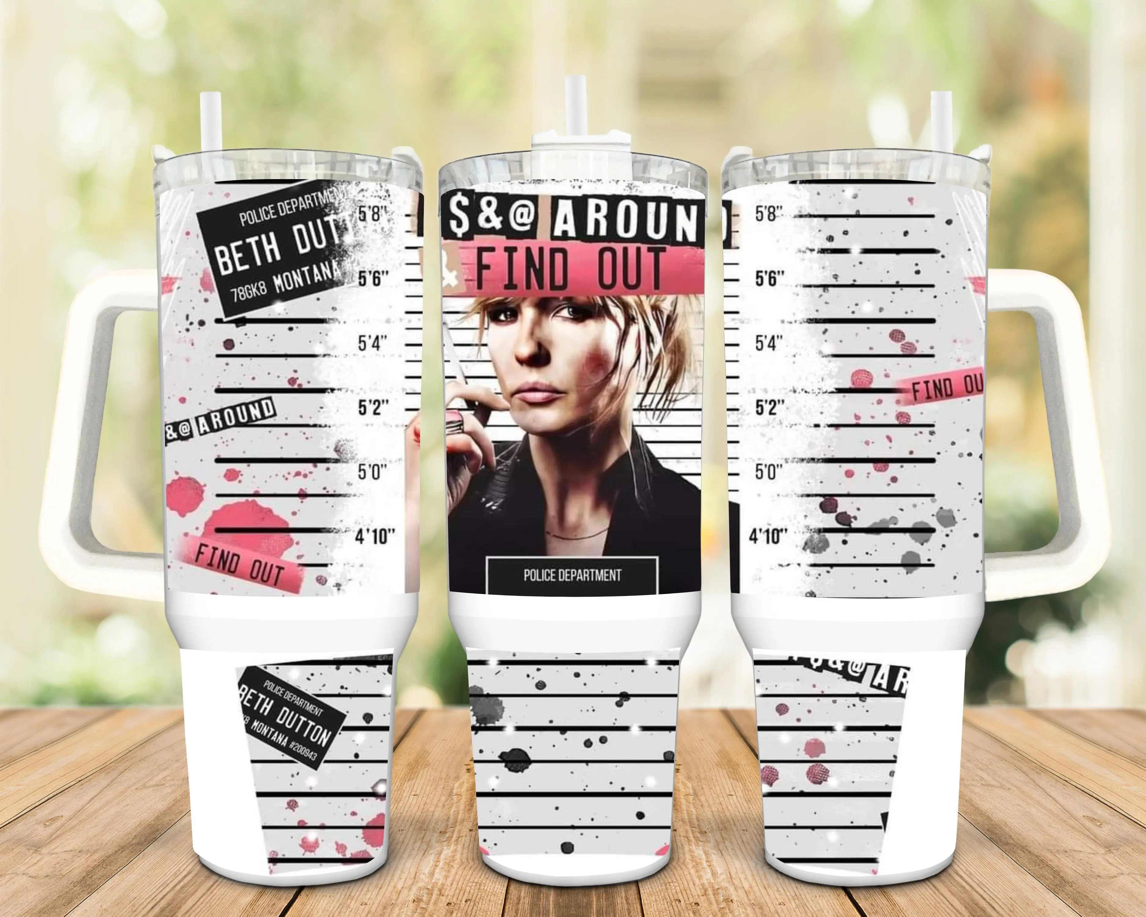 Yellowstone Beth Dutton F Around and Find Out 40oz Insulated Travel Tumbler Portable Drinkware Flask Mug Water Bottles