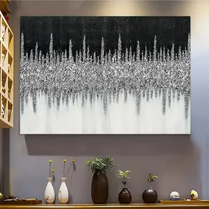 Exquisite posters, black and silver textured canvas wall art, modern art room decorations, art pieces, photo printing. Frame-Style wall decor posters