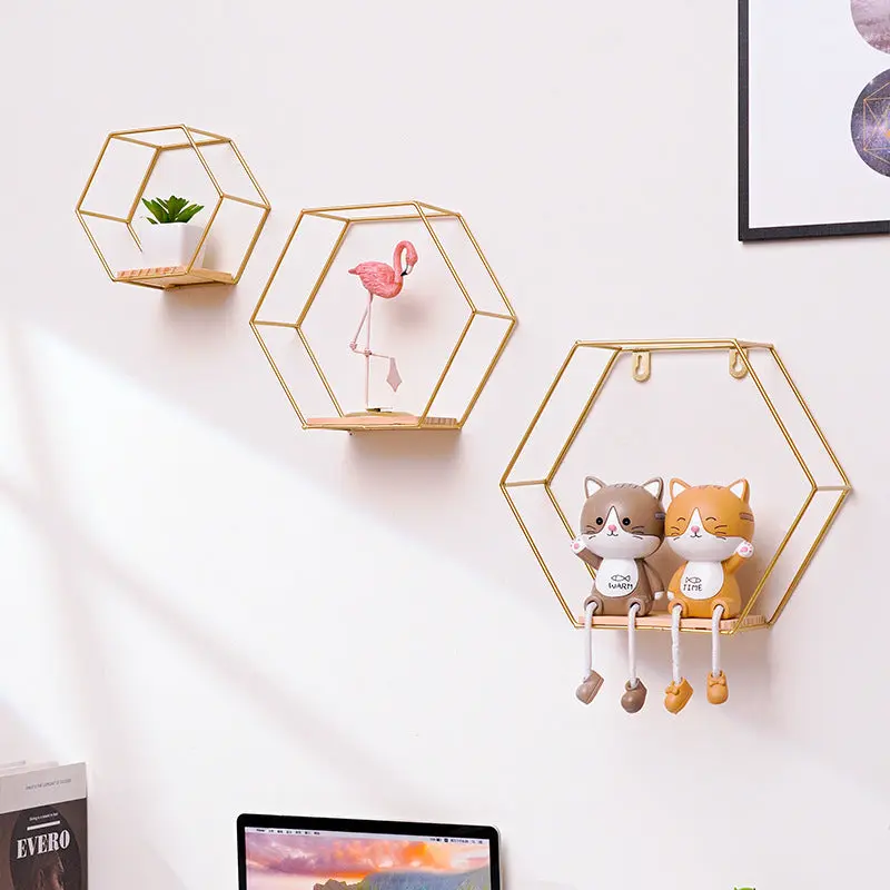Wrought Iron Hexagonal Shelves