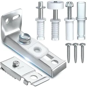 Foldable Door Hardware Repair Kit - 2 Piece Set, Includes Replacement Parts, Top and Bottom Brackets, 3/8 Inch Pivot, 7/8 Inch Roller