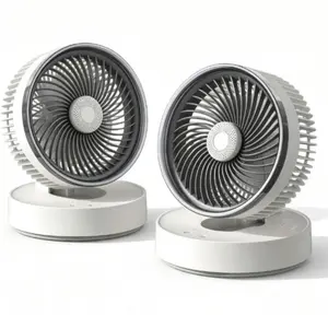 XH04 Cordless Foldable Hanging Fan (1 or 2 Packs) - 4000mAh Battery, 4-Speed Adjustable Speed, 90° Automatic Oscillation, USB Powered, Portable Multifunctional for Office, Camping, Adjustable Speed Fan