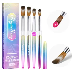 4 count   Brush Set, 6/8/12/16. Kolinsky  Art Brushes for Application, Sturdy Handle Oval Shaped   Nails Design Tools for Professional Manicure DIY