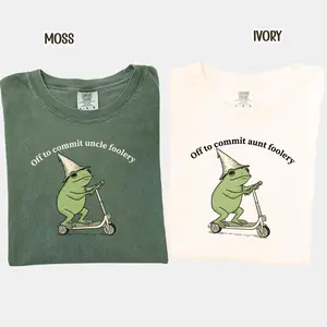 Auntie Uncle Frog Comfort Colors T-Shir, Off to Commit Aunt Uncle Foolery Shirt, Funny Frog Scooter Tee, Aunt Uncle Gift Pregnancy Announcement