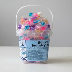 1 Box 50pcs 6-In-1 Cleaning Laundry Capsules, Long-Lasting Scent, Deep Clean, Color Protection, Soften Clothes, Fast Dissolve, Anti-Mite Antibacterial