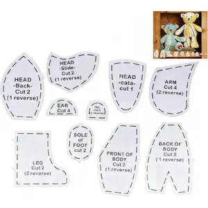 Tissting Acrylic Memory Bear Template Ruler Set 12in/30cm - Sewing Patterns for Beginners, DIY Stuffed Animal Keepsake, Quilting Tools, Home Craft Art