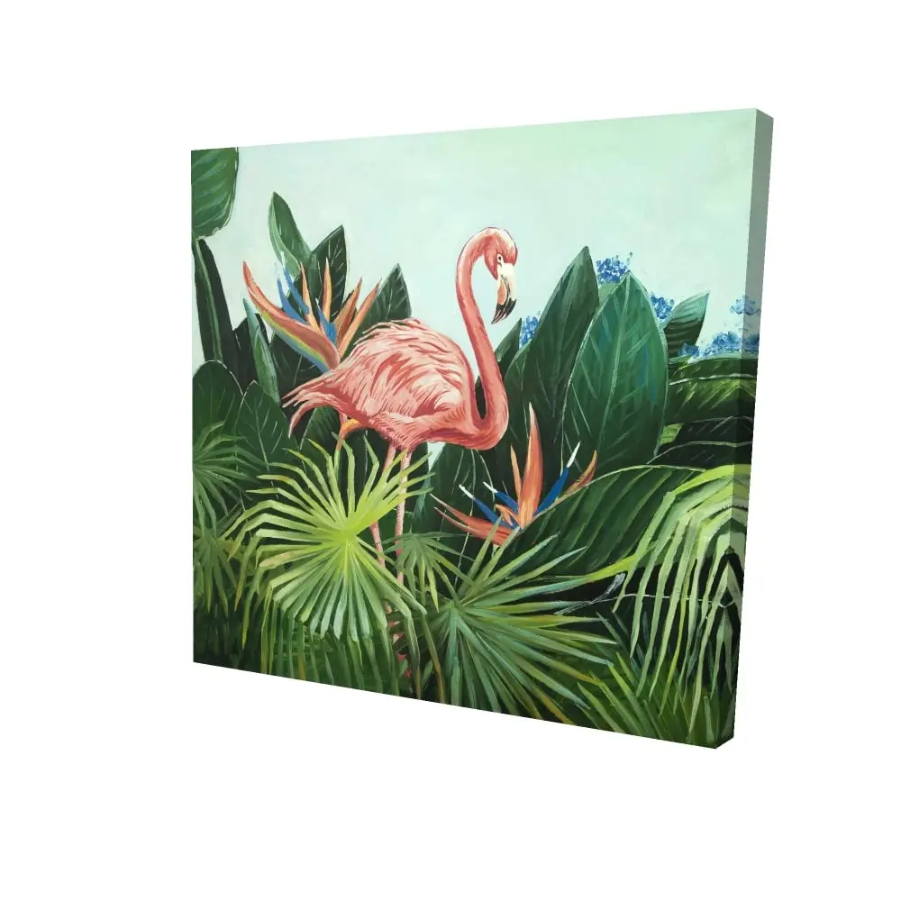 360 Stand Tropical Flamingo Botanical Pink Canvas Print - 24X24" in. Nature Artwork, Artistic Home Decor, Bedroom Wall Decoration, Gifts, Pink Decor, Decor Inspo