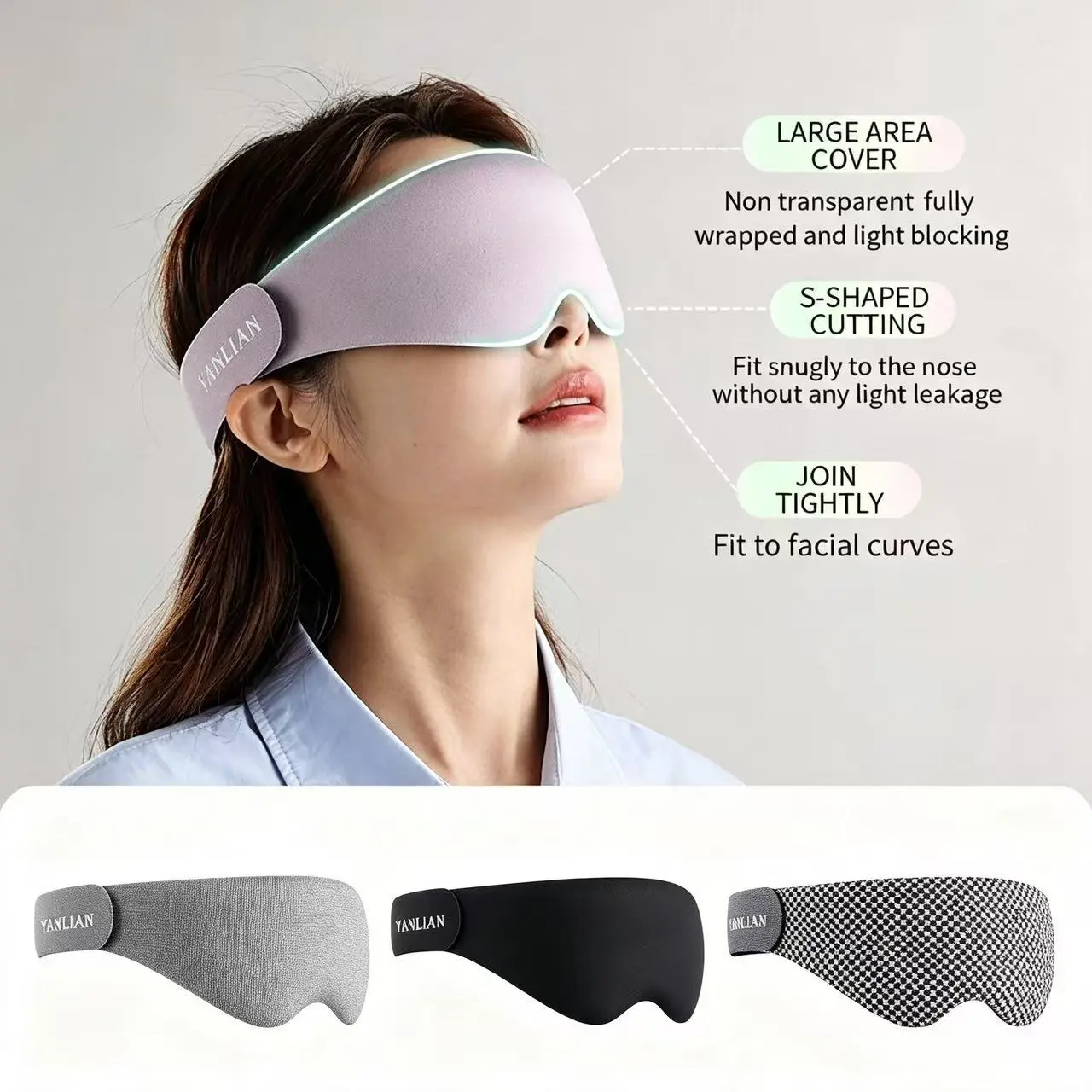 3D Cotton Blend Sleep Mask - Skin-Friendly, Comfortable, Breathable, Light-Shading for Home/Office/Travel, Wear at Rest to Reduces Eye Fatigue, Reduces Fatigue