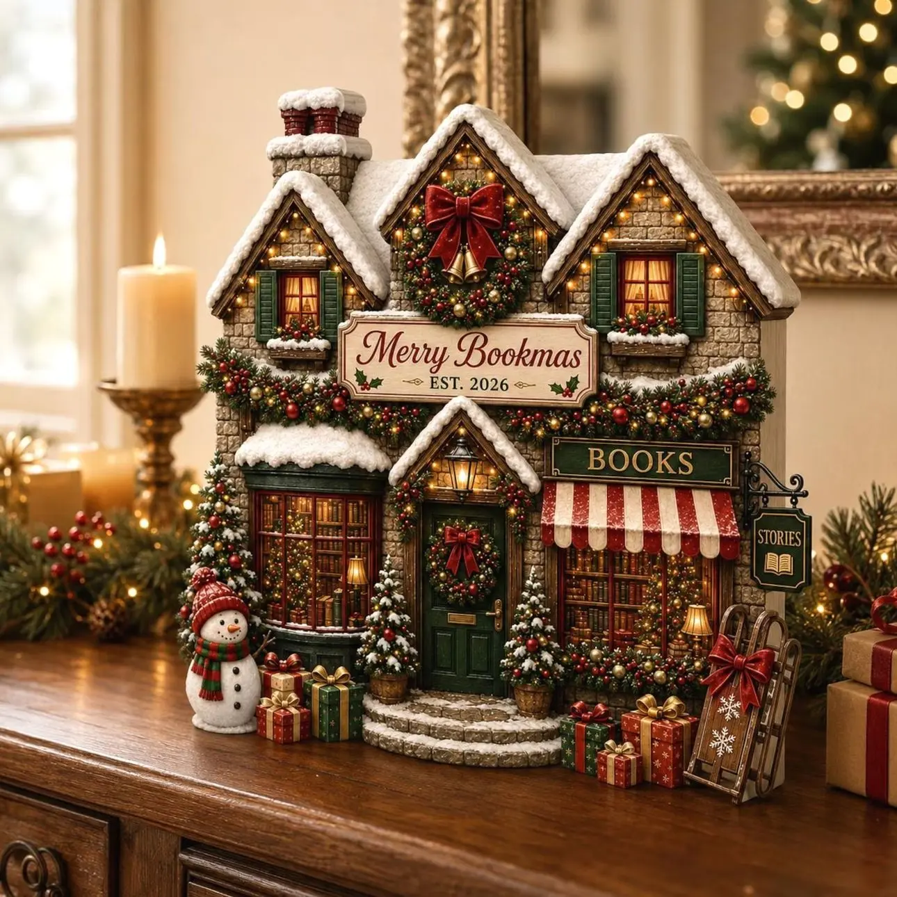 Custom Christmas Gingerbread House Decor, Personalized Family Name Wooden Block, Holiday Mantel Display, New Home Gift for Parents