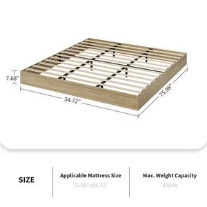 Garvee Full Size Platform Bed Frame in Golden Teak - Minimalist Low Profile Design with Sturdy Wood Slats, Noise-Free, No Headboard, No Box Spring Needed, Easy Assembly