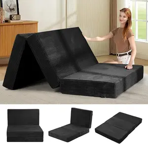 WINZOO Trifold Full Size 6-in Convertible Foam Sofa Bed - Foldable Floor Mattress Futon, Folding Mattress Couch with Removable Washable Cover, Non-Slip Bottom, Carry Handles for Guests, Camping