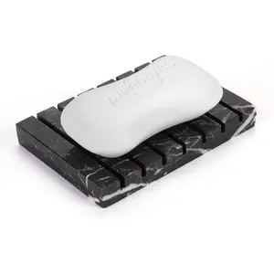 Marble soap dish natural stone selfdraining sponge holder for bathroom tub shower kitchen sink handcraft rectangle soap case jewelry ring tray for home decoreasy to clean color black dl018