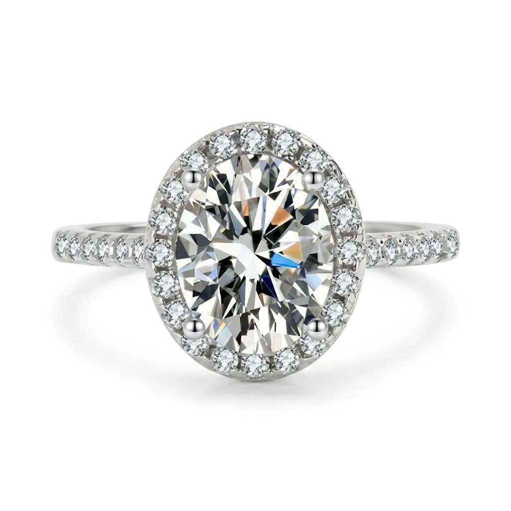 [EVA Jewelry] Oval Piegion Egg 2CT 925 Sterling Silver Synthetic Moissanite Ring