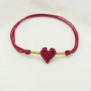 Handmade Red String Bracelet for Women Men Red Thread Lucky Protection Amulet Braided Rope Bracelet with Woven Heart Charm Couples Friendship Relationship Matching Jewelry Gift