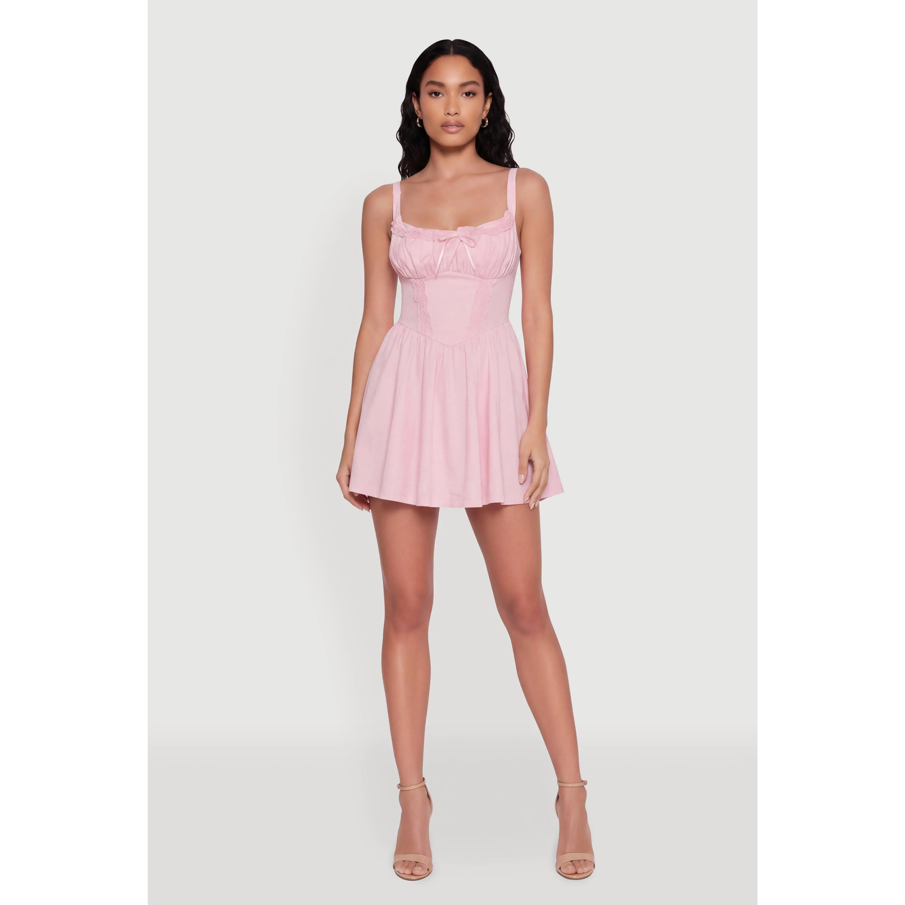 Drawstring Front Bustier Skater Dress