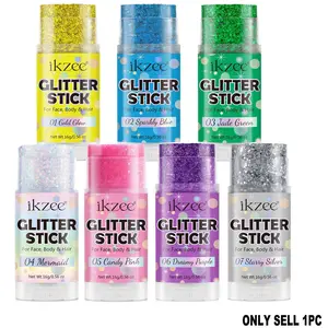 Ikzee High Quality Glitter Stick Body Sparkle Gel for Face & Hair, Color Changing Mermaid Sequins, Festival Party Rave Accessories, Shimmer Makeup