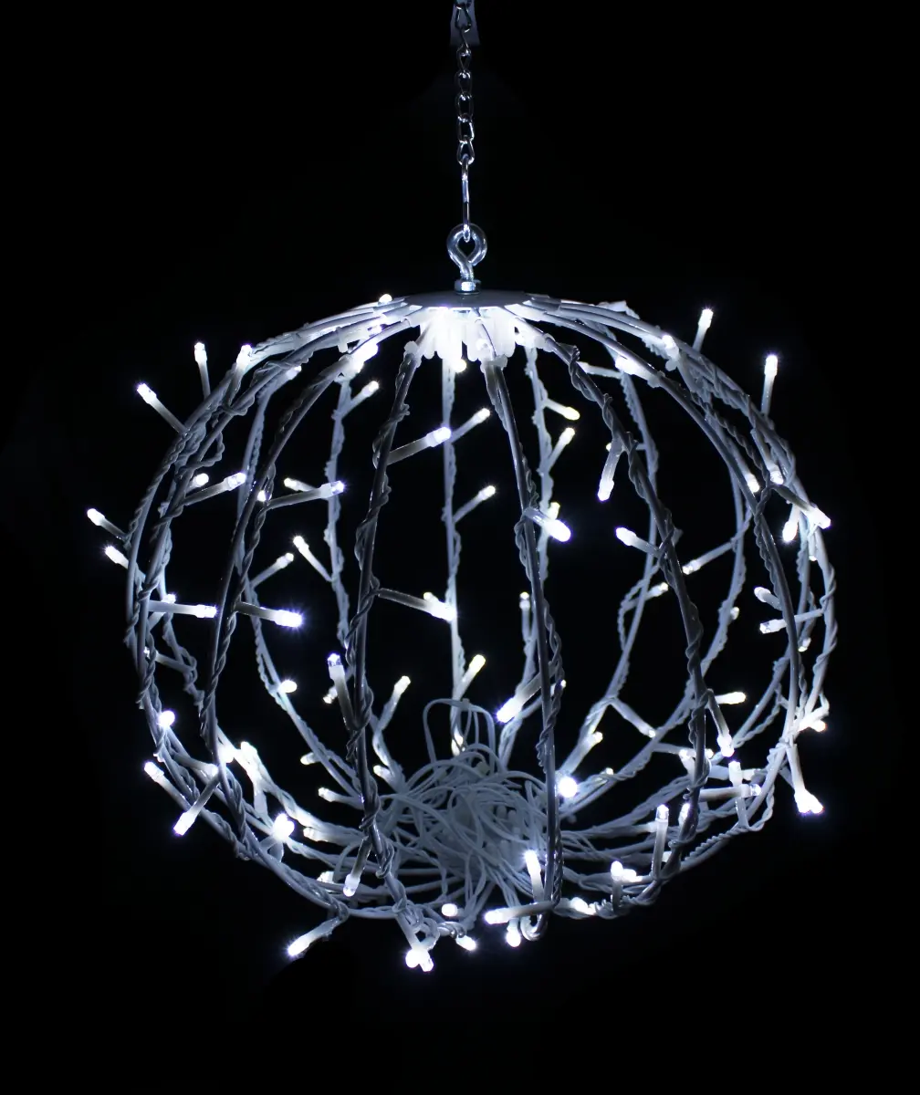 212 MAIN 12 In Hangable Glowing LED Sphere Lights - 120-Count Cool White Steel Decorative Ornament, Hanging Decoration for Home, Room Decor (Model S-120SPH-CW-12)