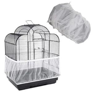 2 Pack Bird Cage Seed Guard Skirt Anti-Splash Net Summer Mosquito Net Universal for Round Square Cages
