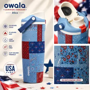 Owala Common Threads 30oz FreeSip Sway Water Bottle, Insulated Stainless Steel Bottle with Straw Lid