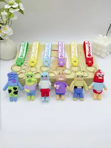 Bikini Bottom Residents Keychain, Cartoon Spongebob Bikini Bottom Ugly Fish Keyring, Creative Bag and Car Hanging Decoration, Keychain for Bags, Keychain Series Figures