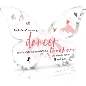 Butterfly Design Acrylic Desk Decor, Creative Acrylic Ornament, Appreciation Gift for Dance Teacher, Home Decor, Office Decor