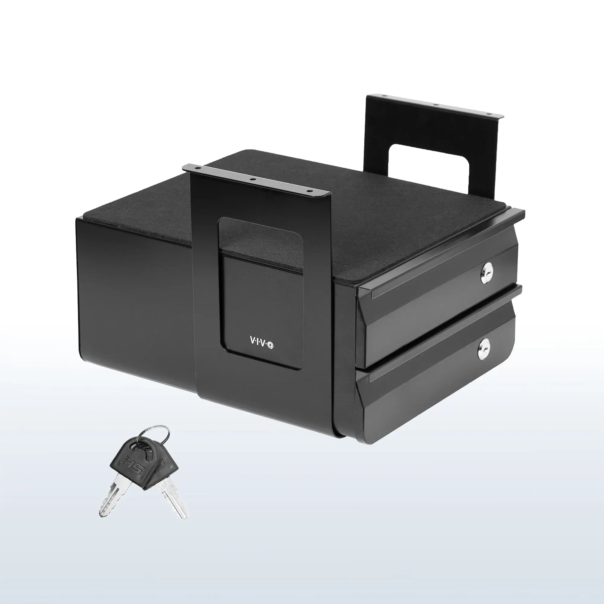 Lockable Double Drawer Under Desk, Home Office Desk Storage Organizer