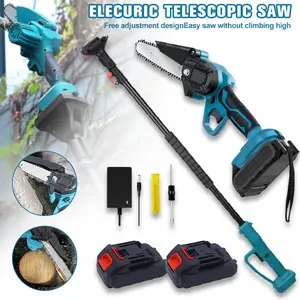 2 in 1 Cordless Pole Saw & Mini Chainsaw with 2 Batteries, Power Electric Polesaw for Tree Trimming, Chain Saw with Extension Pole, Limb Branch Cutter Pruner