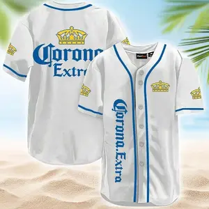 Corona Extra White Baseball Jersey - Vintage Streetwear Baseball Jersey - Casual Baseball Jersey Outfits -  Unisex - Trendy Baseball Jerseys