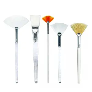 APPEARUS 5-Pc Facial Mask Brush Set with Glycolic Acid Peel Applicators for DIY Spa Face Cleansing Comfortable Foaming Brushes PS Handle Skincare Exfoliating Tool