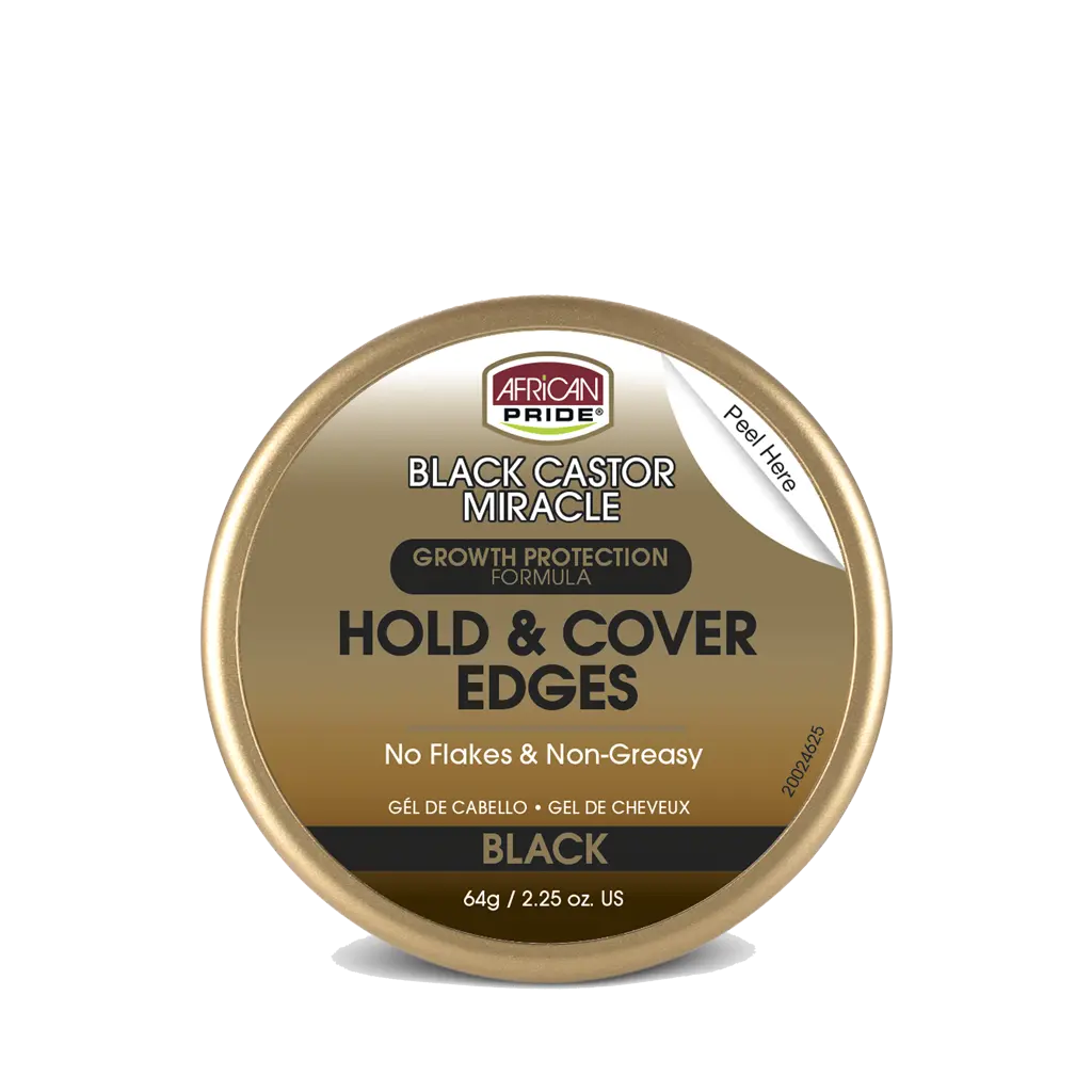 African Pride Black Castor Miracle Hold & Cover Edges - Slicks and Controls, Fills Thinning Areas, With Black Castor Oil & Coconut Oil, 2.25 oz