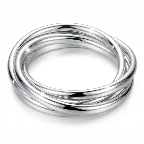 Women's S925 Silver-Plated Interlocking Triple Ring Rolling Bangle - Hypoallergenic, High-Polished Elegant Jewelry Bracelet - Inner 2.55 in (2.55 inches), Stackable, Hypoallergenic Arm Candy for Birthday, Casual Daily Wear