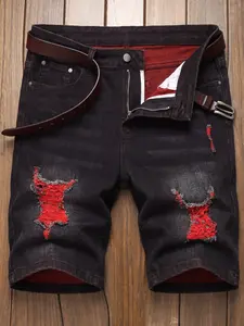 Men's Ripped Denim Shorts, Fashionable Summer, Casual Worn Shorts, Comfortable Daily Wear, Trendy Fit, Perfect for Beach and Outdoor Activities