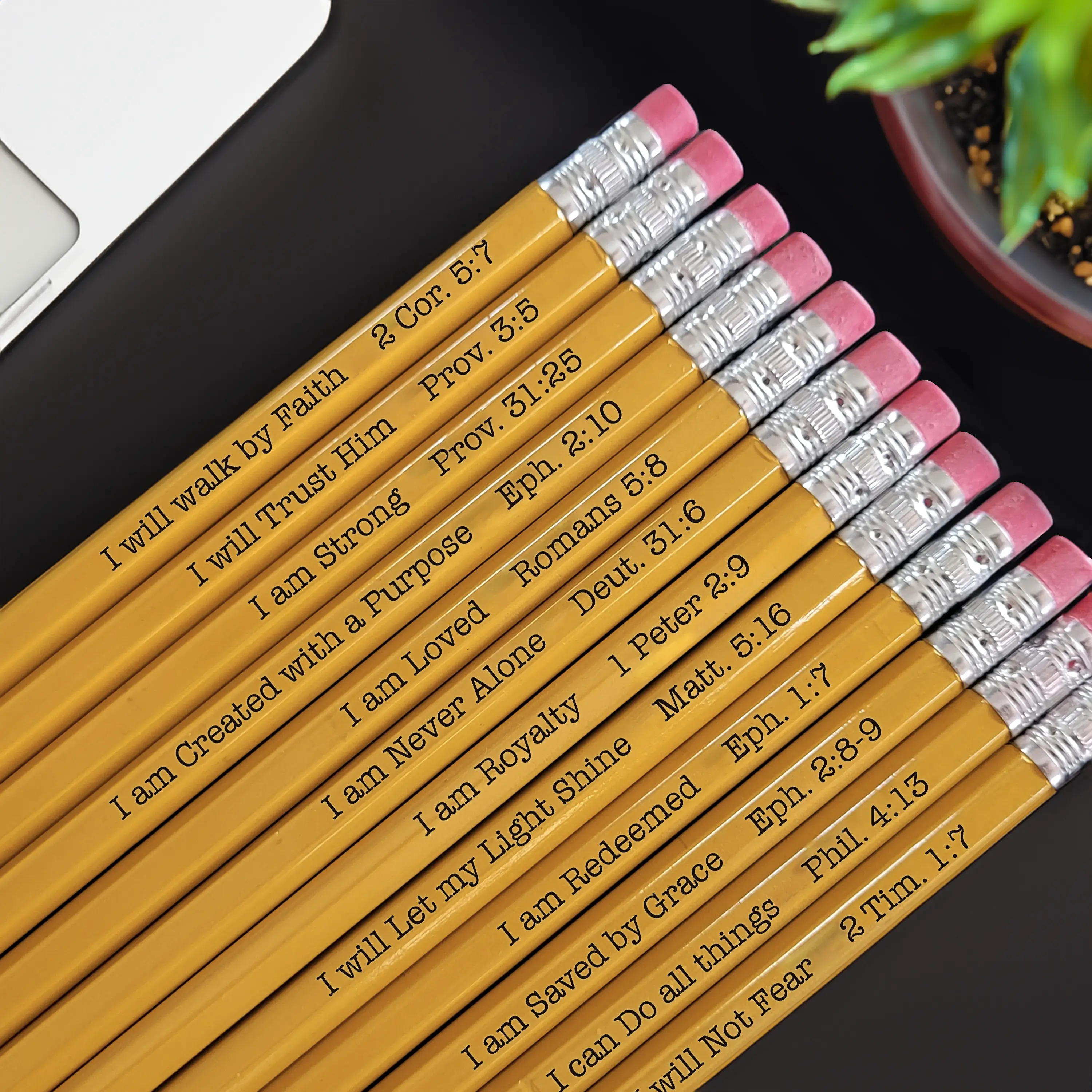 Verse Pencils | Christian Pencils | Faith Pencils | School Supplies | Pencils with Verses | Custom Pencils | Engraved Pencil | Faith Gifts