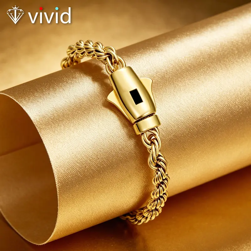 14K Gold Plated Rope Chain Bracelet for Men Women, 6mm Width Twisted Rope Chain, Hip Hop Jewelry, Waterproof & Tarnish Resistant, Dainty Gold-Plated Chain for Everyday Wear, Gift for Him Her