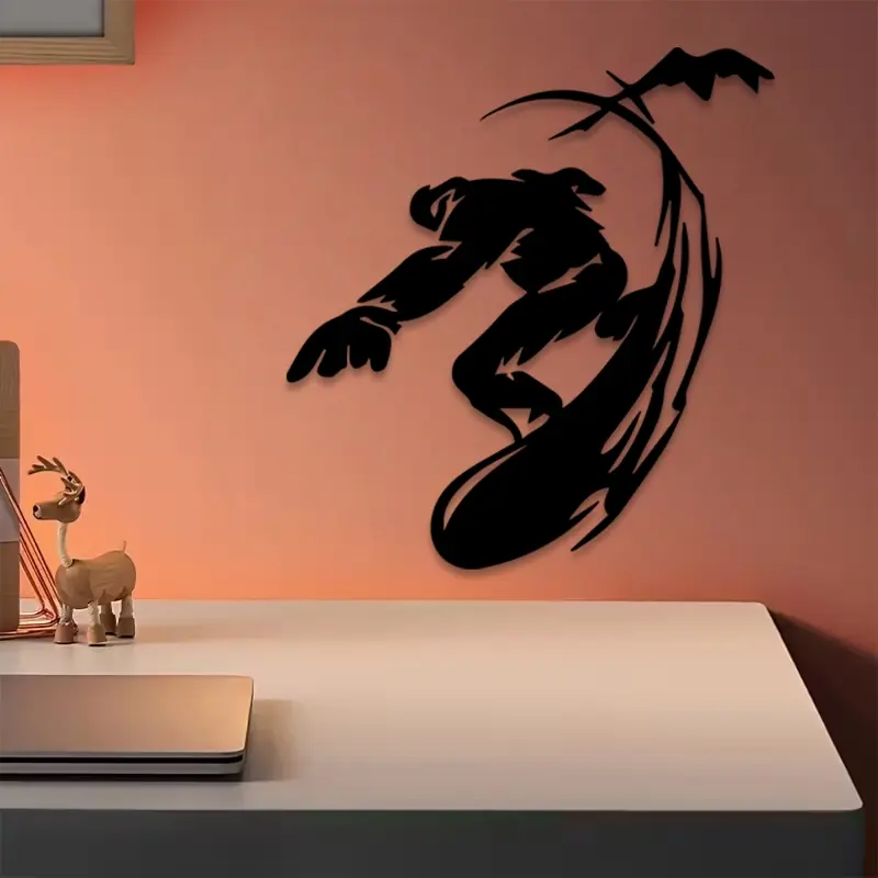 1pc Snowboarder Silhouette Metal Wall Art, Snowboarder Silhouette Statue Mural, Perfect for Living Room Wall, Bedroom Wall, Office Wall, Christmas Gift Decor, Ideal Gift for Ski Lovers, Rust-Resistant Metal