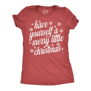 Womens Funny T Shirts Have Yourself A Merry Little Christmas Sarcastic Holiday Graphic Novelty Tee For Ladies Funny Womens T Shirts Cute Vintage Fashion Casual Ladies T-Shirt Gift Christmas Tops for Women Red -